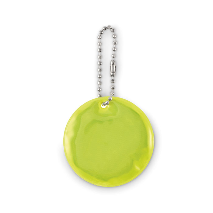 Porte-clés rond réfléchissant promotionnel Grin Jaune fluo